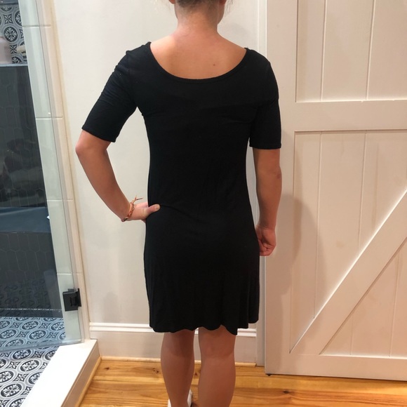 Black t shirt dress with cross cross on chest - Picture 3 of 5